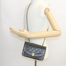 CHANEL Chain Turn Lock Diana Matelasse Shoulder Bag Lamb Skin Black Auth 28470A-23