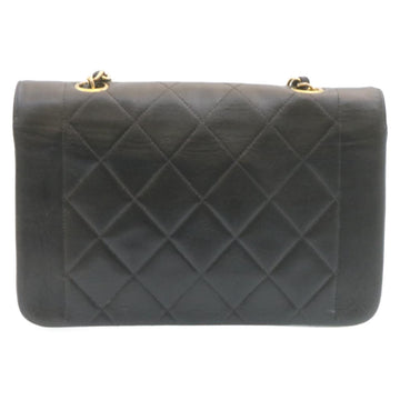 CHANEL Chain Turn Lock Diana Matelasse Shoulder Bag Lamb Skin Black Auth 28470A - 0