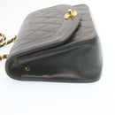 CHANEL Chain Turn Lock Diana Matelasse Shoulder Bag Lamb Skin Black Auth 28470A-3
