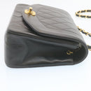 CHANEL Chain Turn Lock Diana Matelasse Shoulder Bag Lamb Skin Black Auth 28470A-4