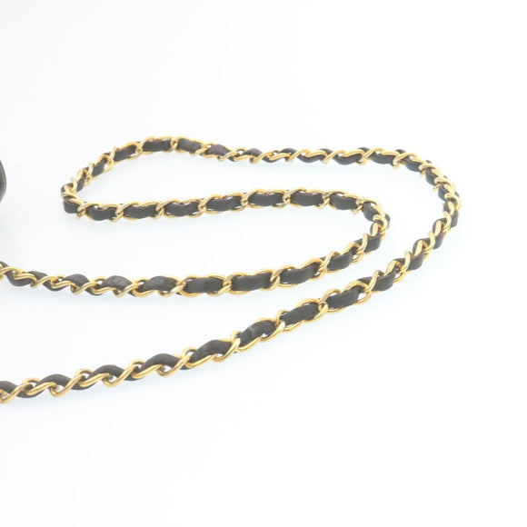 CHANEL Chain Turn Lock Diana Matelasse Shoulder Bag Lamb Skin Black Auth 28470A