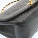 CHANEL Chain Turn Lock Diana Matelasse Shoulder Bag Lamb Skin Black Auth 28470A-8
