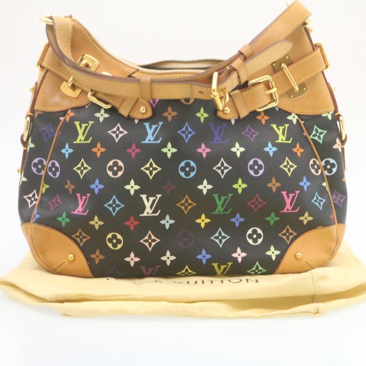 LOUIS VUITTON Monogram Multicolor Greta Shoulder Bag Black M40196 LV Auth 28474A