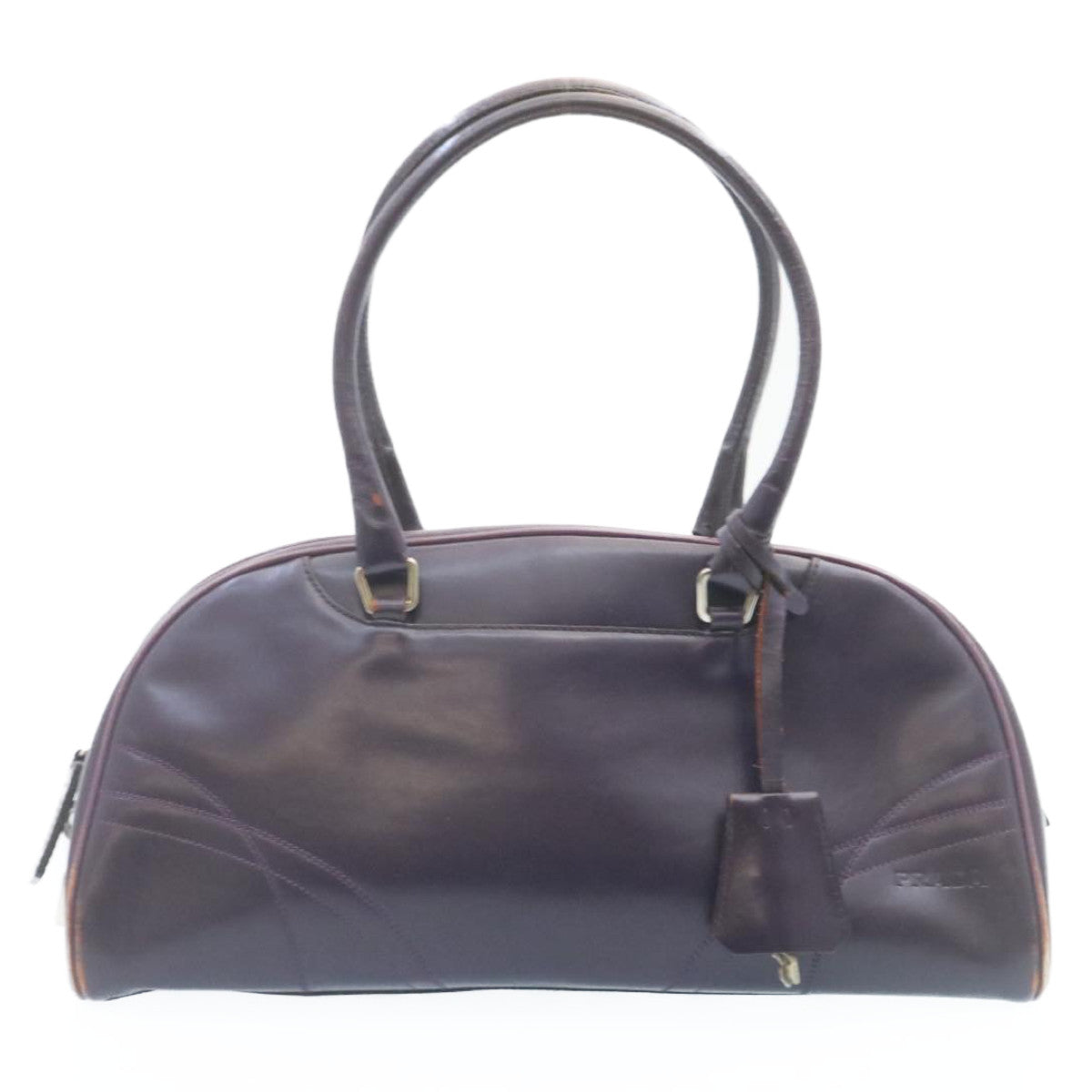 PRADA Leather Hand Bag Purple Auth 28546