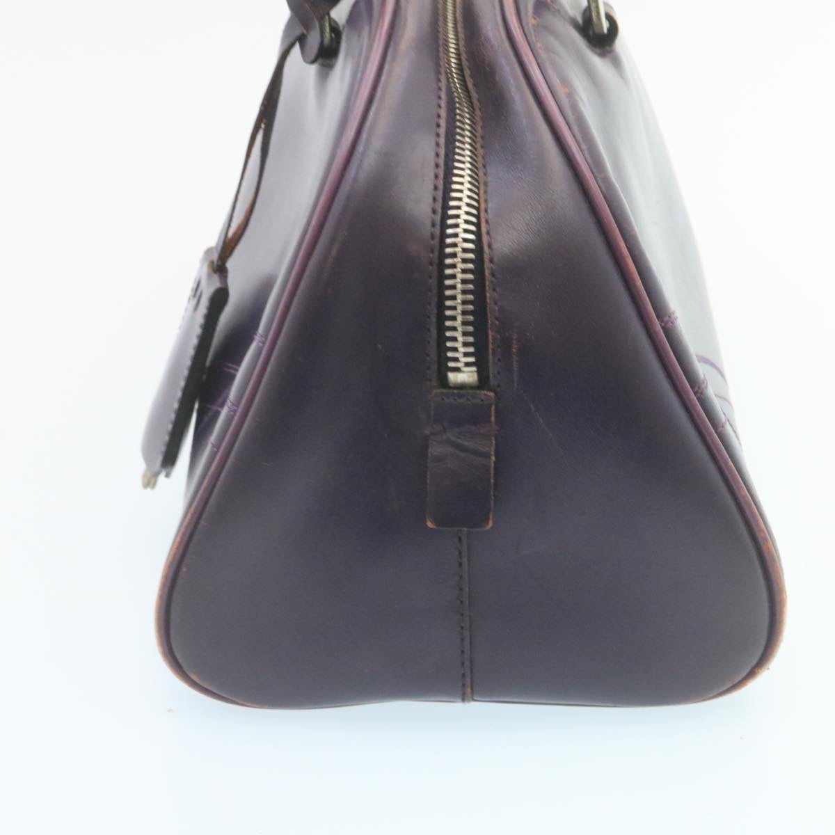 PRADA Leather Hand Bag Purple Auth 28546