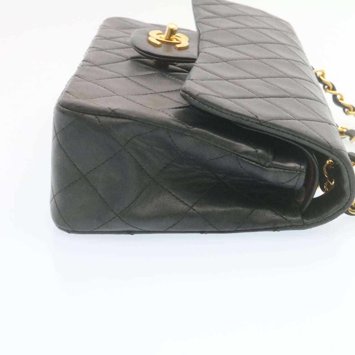CHANEL Classic Matelasse 23 Chain Flap Shoulder Bag Lamb Skin Black Auth 28634A