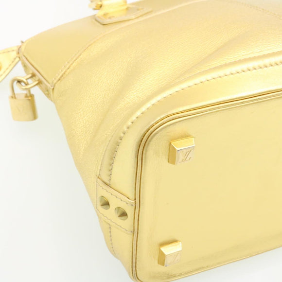 LOUIS VUITTON Suhari Lockit PM Hand Bag Leather Gold M91889 LV Auth 28662A