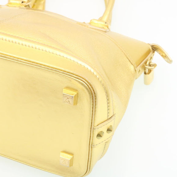 LOUIS VUITTON Suhari Lockit PM Hand Bag Leather Gold M91889 LV Auth 28662A