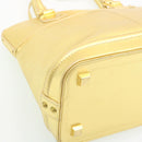 LOUIS VUITTON Suhari Lockit PM Hand Bag Leather Gold M91889 LV Auth 28662A-16