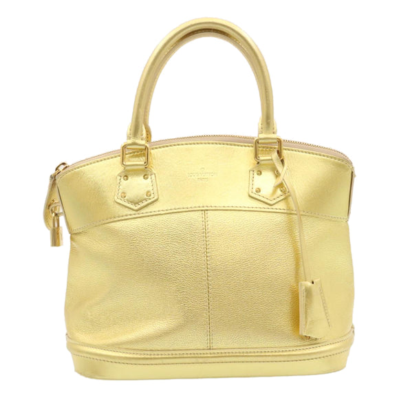 LOUIS VUITTON Suhari Lockit PM Hand Bag Leather Gold M91889 LV Auth 28662A