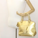 LOUIS VUITTON Suhari Lockit PM Hand Bag Leather Gold M91889 LV Auth 28662A-23