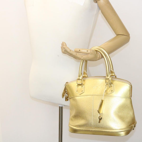 LOUIS VUITTON Suhari Lockit PM Hand Bag Leather Gold M91889 LV Auth 28662A
