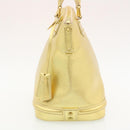 LOUIS VUITTON Suhari Lockit PM Hand Bag Leather Gold M91889 LV Auth 28662A-3