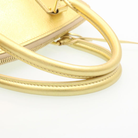 LOUIS VUITTON Suhari Lockit PM Hand Bag Leather Gold M91889 LV Auth 28662A