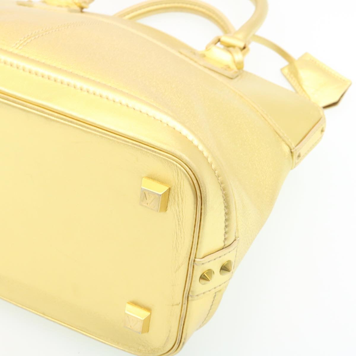 LOUIS VUITTON Suhari Lockit PM Hand Bag Leather Gold M91889 LV Auth 28662A