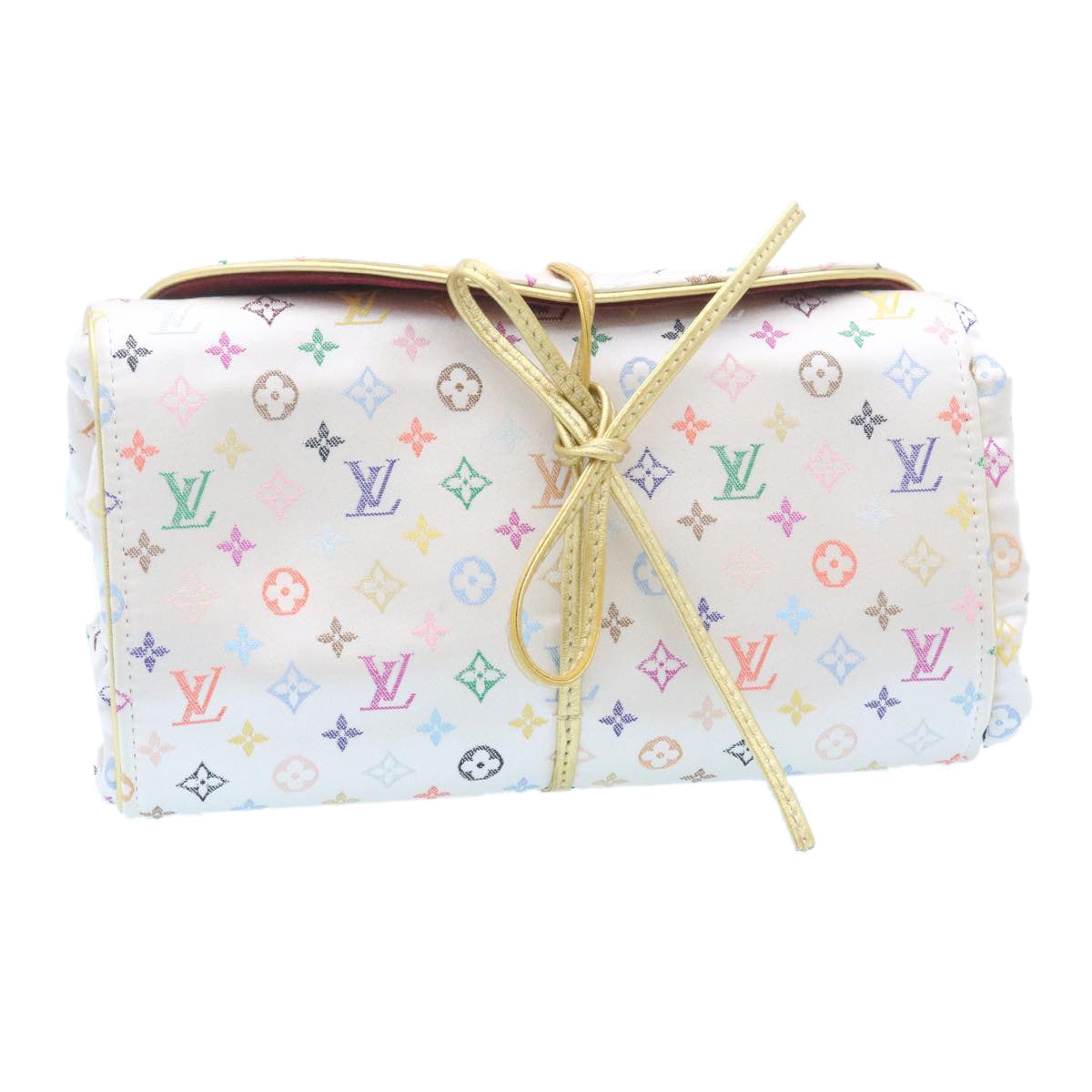 LOUIS VUITTON Monogram Multicolor Pliable Jewelry Box White M92047 LV Auth 28664