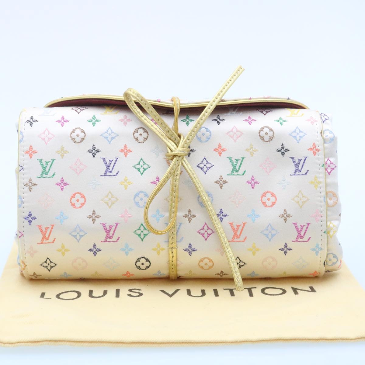 LOUIS VUITTON Monogram Multicolor Pliable Jewelry Box White M92047 LV Auth 28664