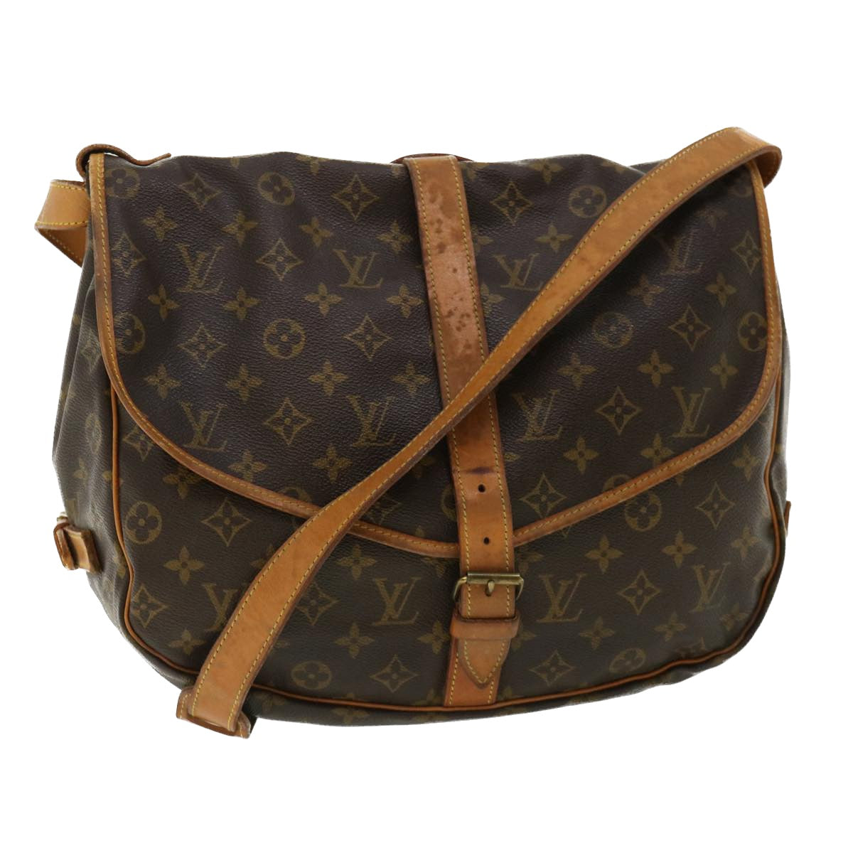 LOUIS VUITTON Monogram Saumur 35 Shoulder Bag M42254 LV Auth 28705