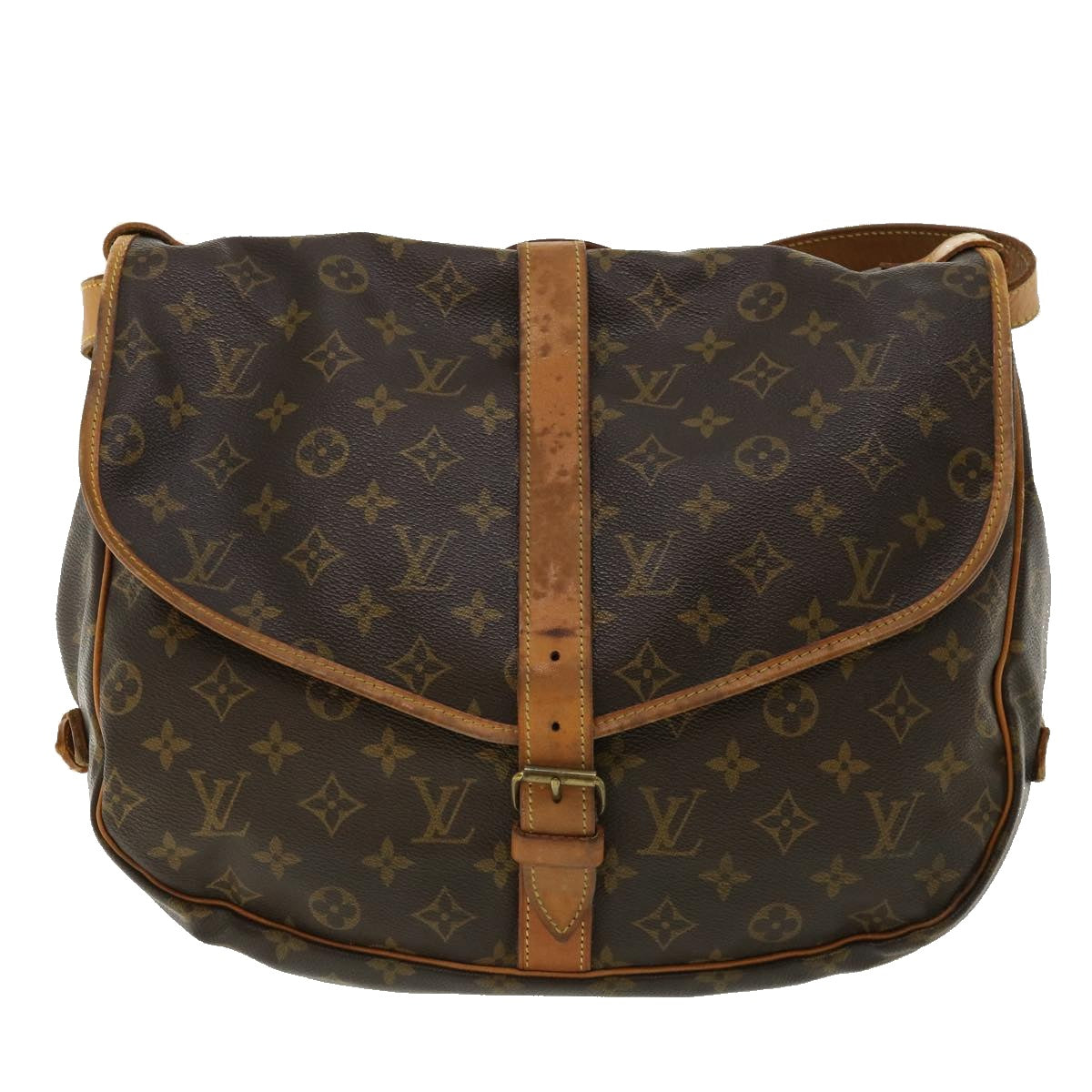 LOUIS VUITTON Monogram Saumur 35 Shoulder Bag M42254 LV Auth 28705