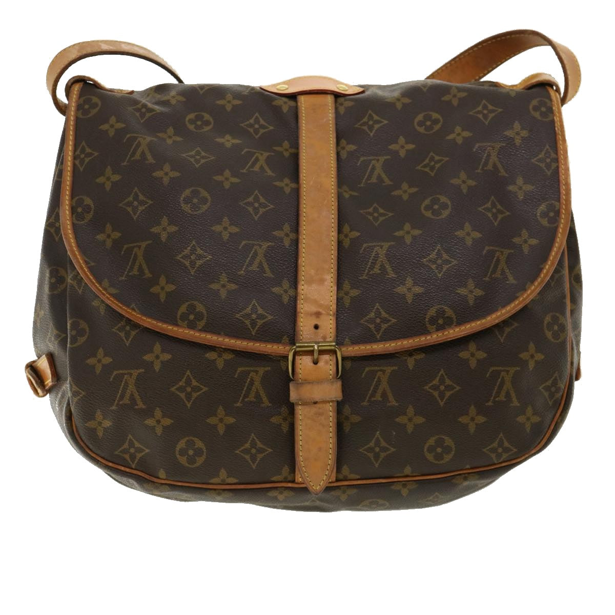 LOUIS VUITTON Monogram Saumur 35 Shoulder Bag M42254 LV Auth 28705