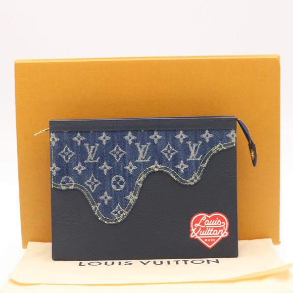 LOUIS VUITTON Monogram Denim Drip Pochette Voyage MM NIGO M45961 LV Auth 28776A