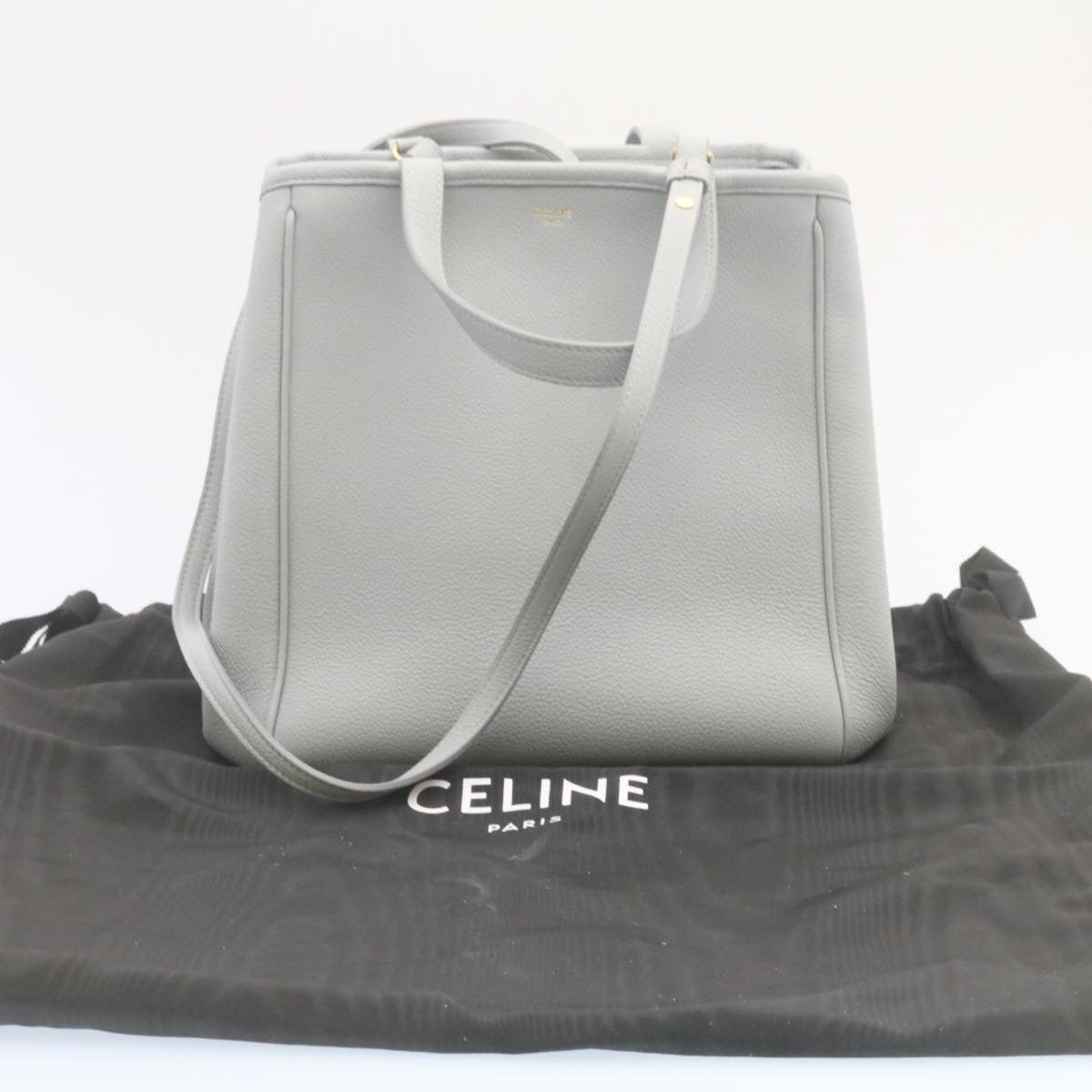 CELINE Small fold Cabas Hand Bag 2way Shoulder Bag Light Blue Auth 28800