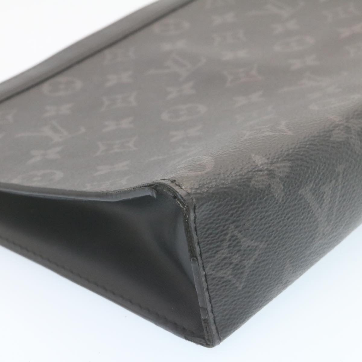 LOUIS VUITTON Monogram Eclipse Pochette Voyage MM Clutch Bag M61692 Auth 28902