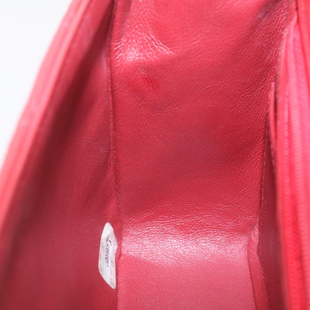 CHANEL Matelasse Chain Flap Shoulder Bag Lamb Skin Turn Lock Red CC Auth 29038