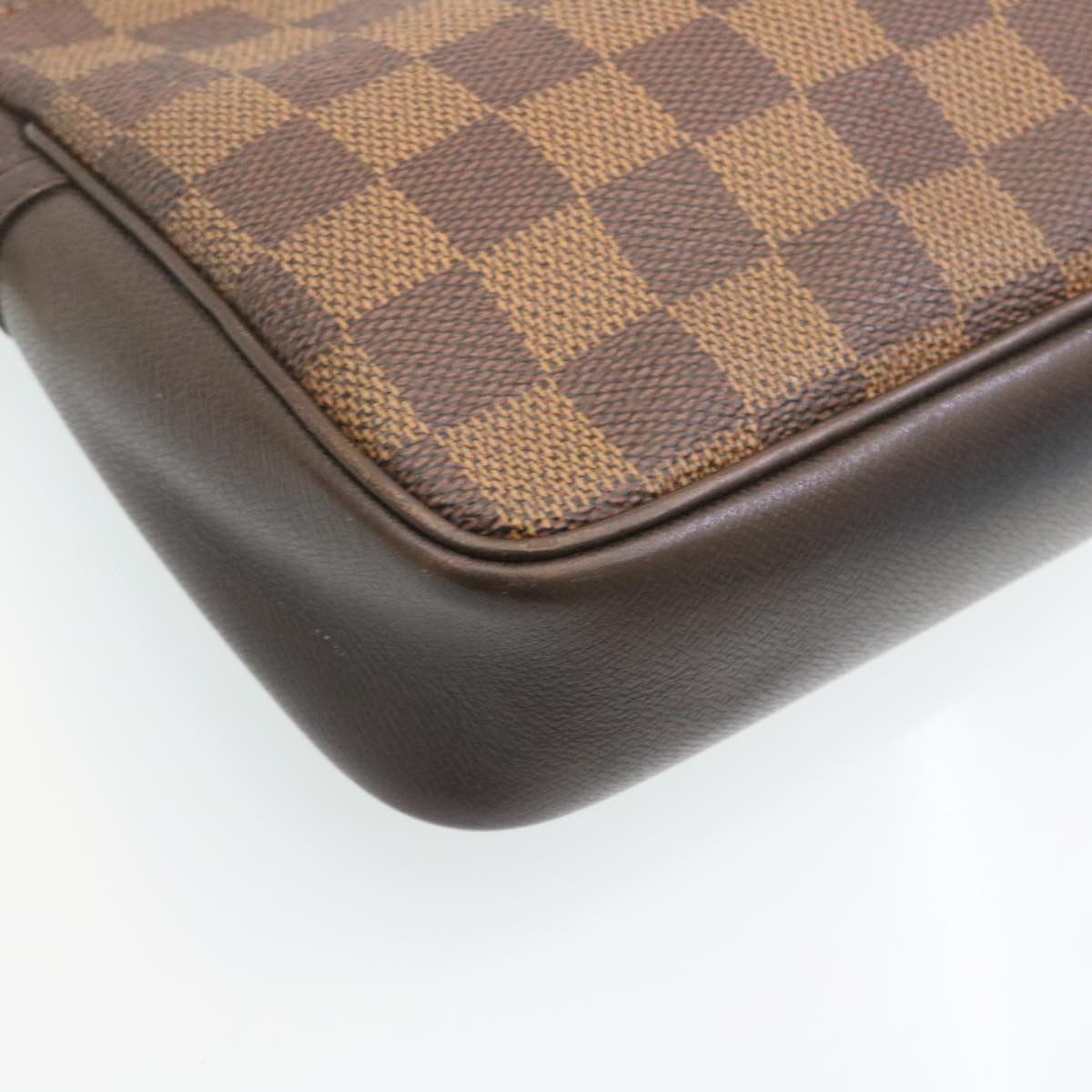 LOUIS VUITTON Damier Ebene Trousse Make Up Hand Pouch N51982 LV Auth 29166