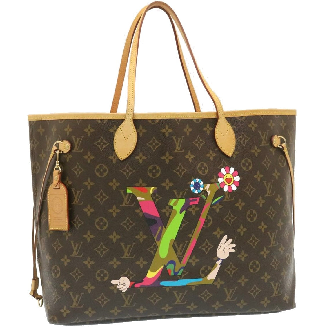 LOUIS VUITTON Monogram Neverfull GM Tote Bag Takashi Murakami M95560 Auth 29177A