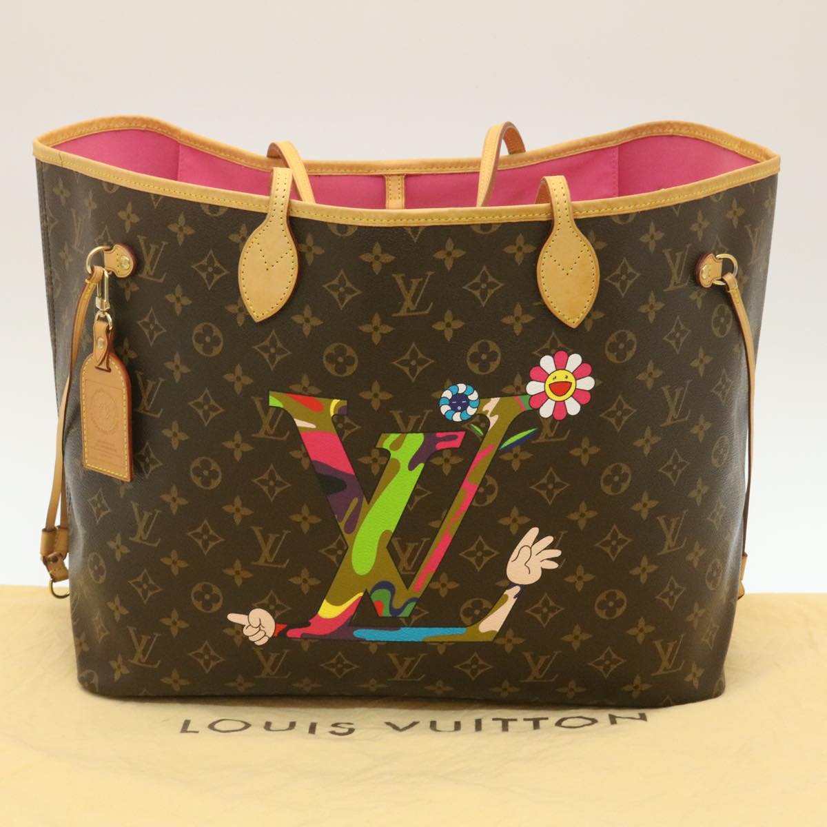 LOUIS VUITTON Monogram Neverfull GM Tote Bag Takashi Murakami M95560 Auth 29177A