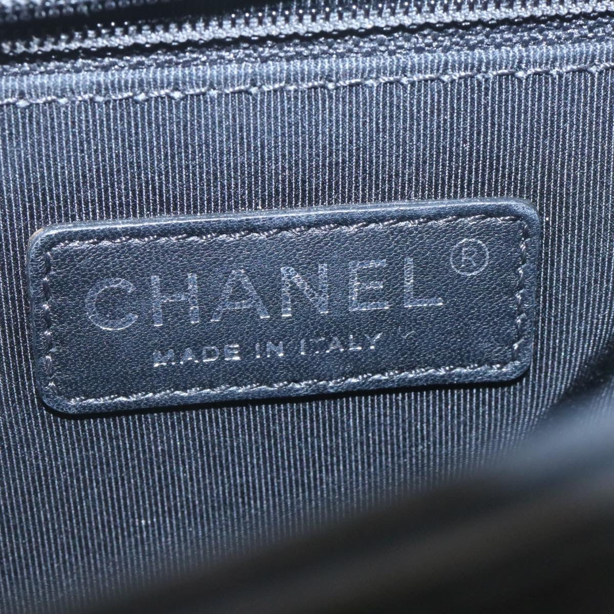 CHANEL Matelasse Boy Chanel Chain Shoulder Bag Lamb Skin Black CC Auth 29190A