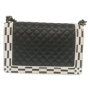 CHANEL Matelasse Boy Chanel Chain Shoulder Bag Lamb Skin Black CC Auth 29190A-2