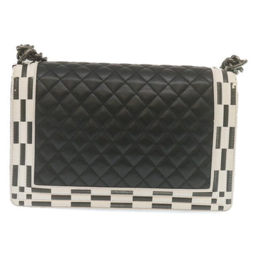 CHANEL Matelasse Boy Chanel Chain Shoulder Bag Lamb Skin Black CC Auth 29190A - 0