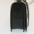 CHANEL Matelasse Boy Chanel Chain Shoulder Bag Lamb Skin Black CC Auth 29190A-3