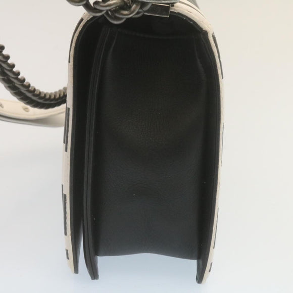 CHANEL Matelasse Boy Chanel Chain Shoulder Bag Lamb Skin Black CC Auth 29190A