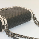 CHANEL Matelasse Boy Chanel Chain Shoulder Bag Lamb Skin Black CC Auth 29190A-6