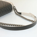 CHANEL Matelasse Boy Chanel Chain Shoulder Bag Lamb Skin Black CC Auth 29190A-7