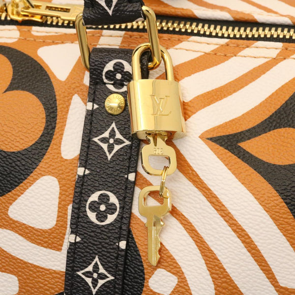 LOUIS VUITTON LV Crafty Keepall Bandouliere 45 Boston Caramel M45473 Auth 29194A
