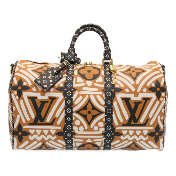 LOUIS VUITTON LV Crafty Keepall Bandouliere 45 Boston Caramel M45473 Auth 29194A