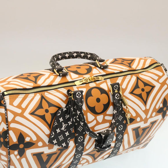 LOUIS VUITTON LV Crafty Keepall Bandouliere 45 Boston Caramel M45473 Auth 29194A