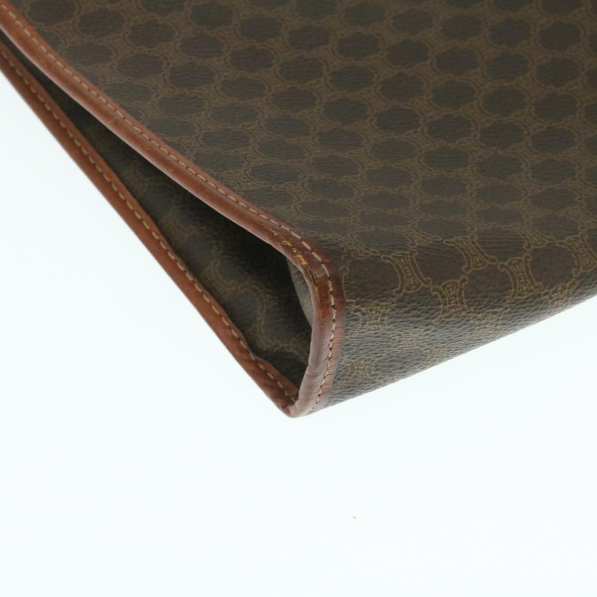 CELINE Macadam Canvas Clutch Bag PVC Leather Brown Auth 29196