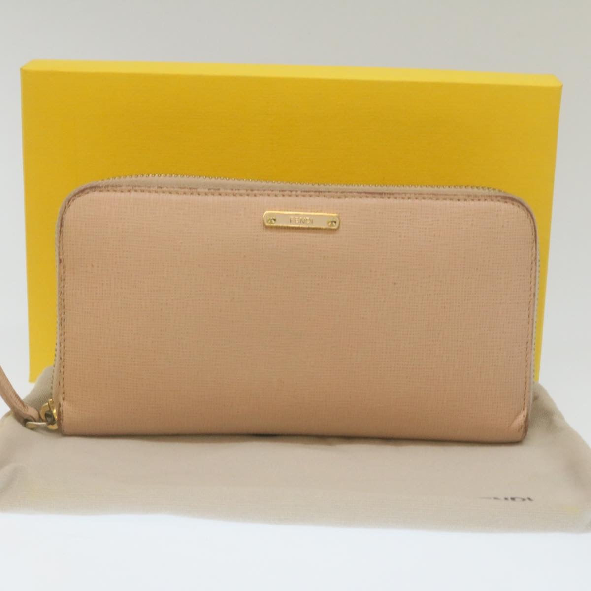 FENDI Long Wallet Leather Pink Auth 29198
