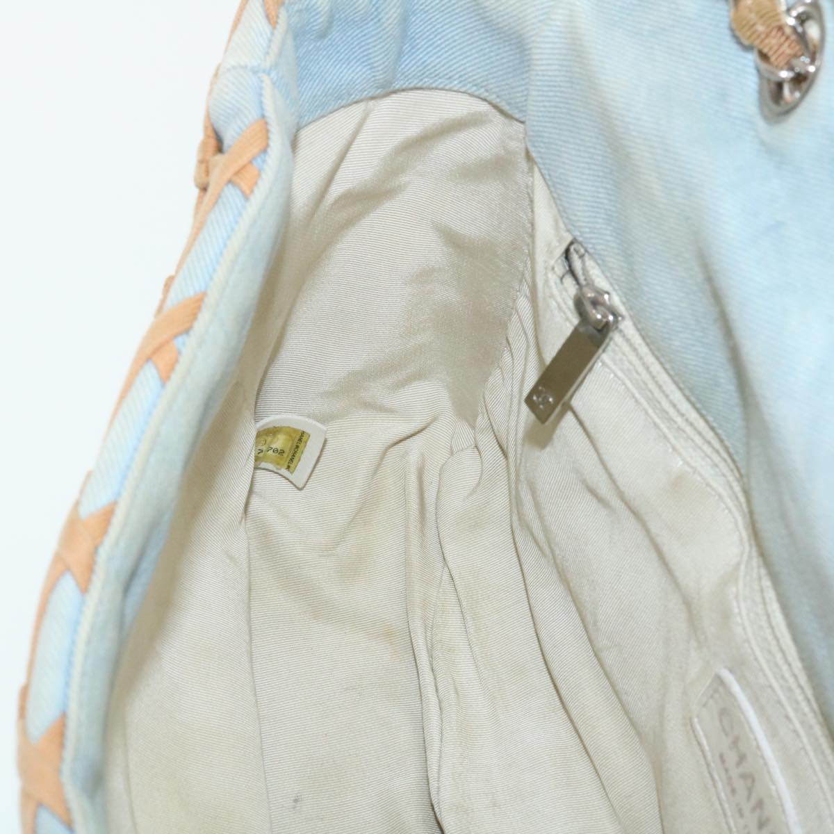 CHANEL Denim Flap Chain Shoulder Bag Turn Lock Light Blue CC Auth 29211A