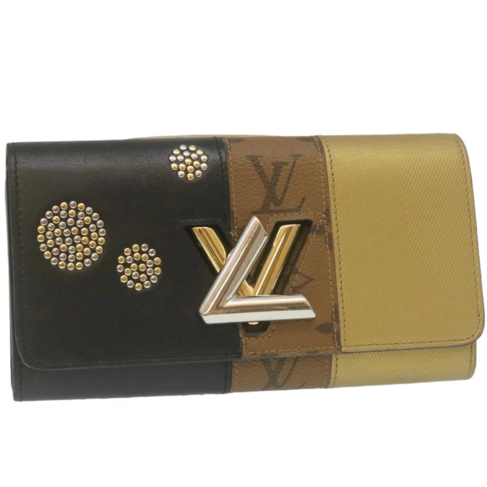 LOUIS VUITTON Monogram Reverse Portefeuille twist Long Wallet Leather Auth 29333