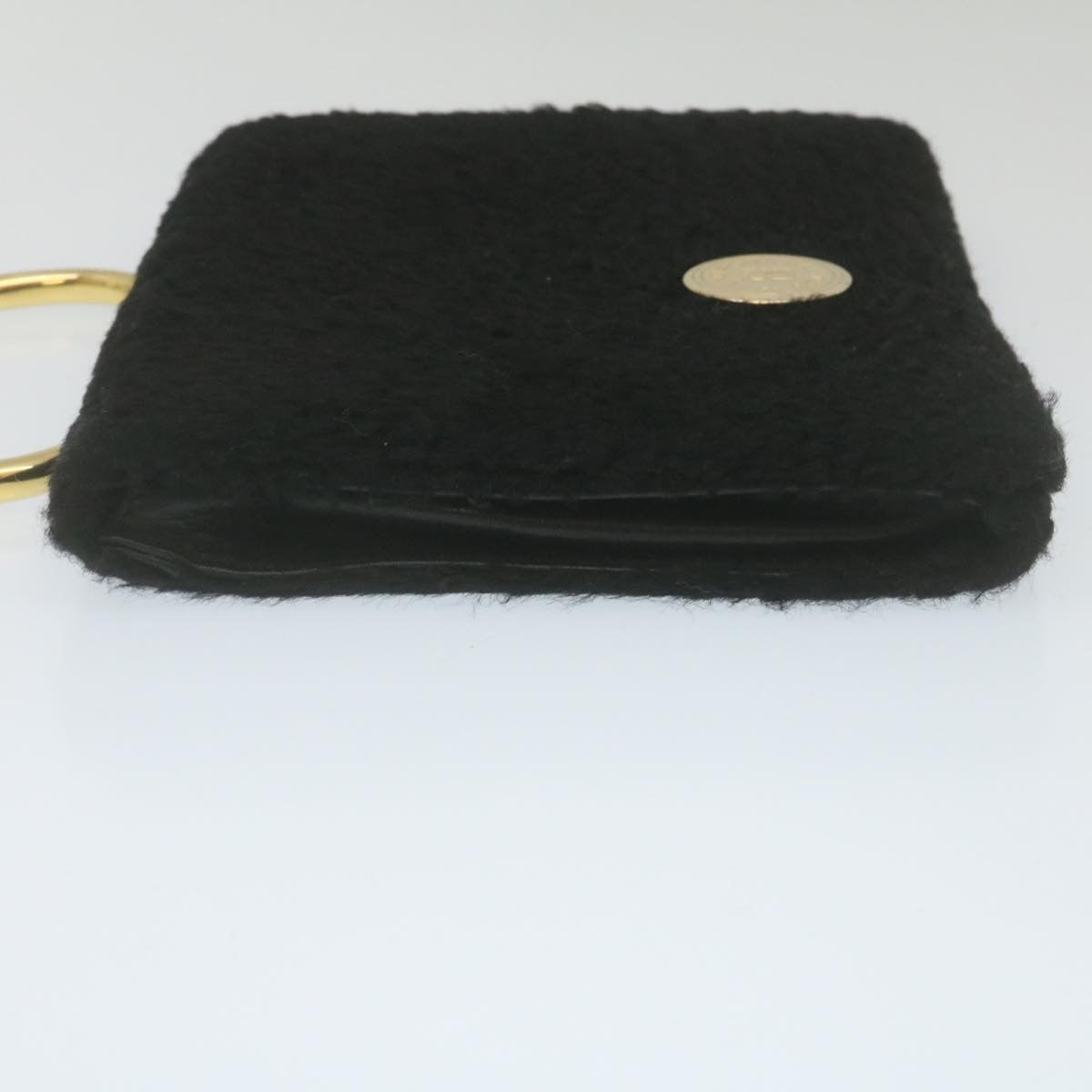 FENDI Wool Hand Bag Black Auth 29346