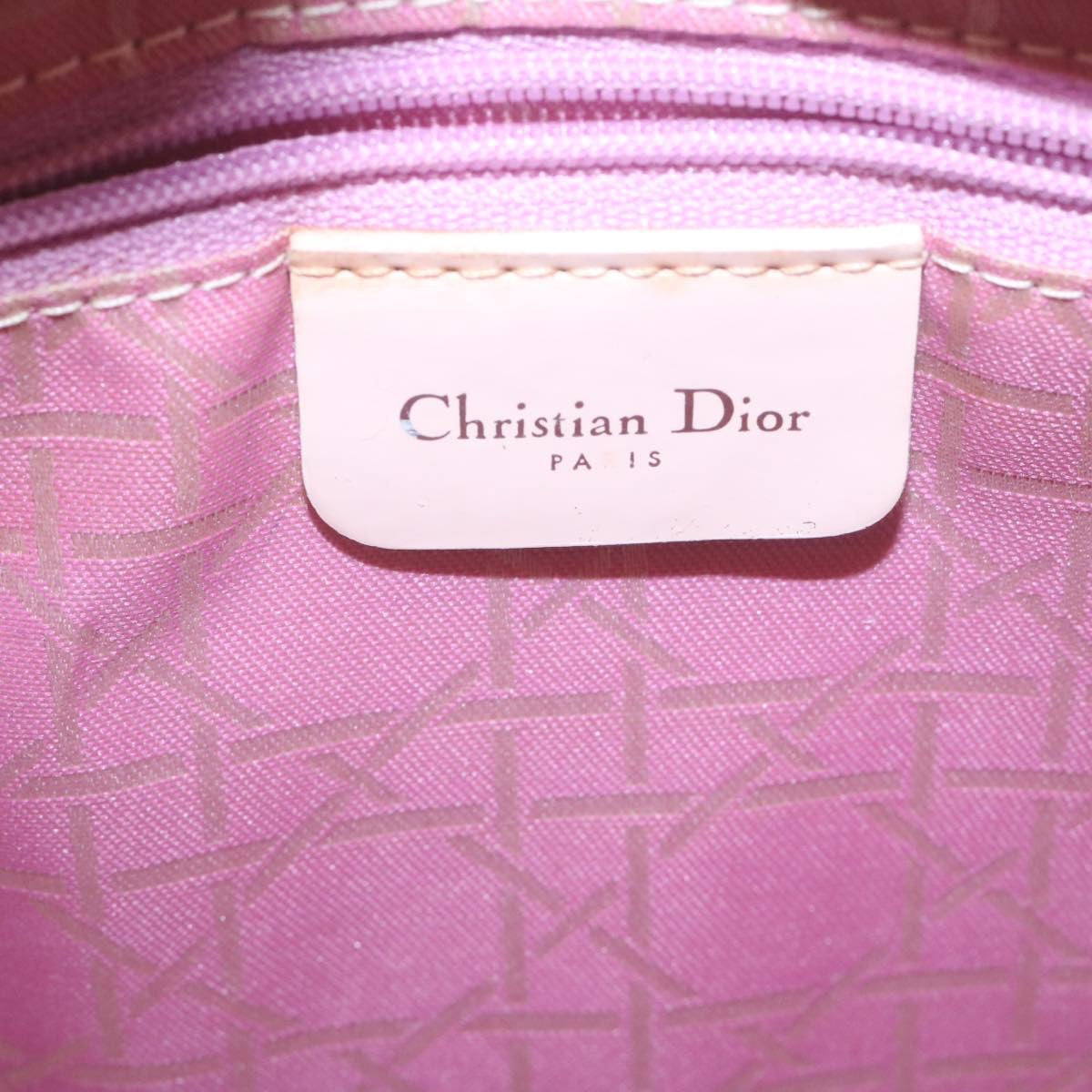 Christian Dior Canage Lady Dior 2Way Hand Shoulder Bag Nylon Pink Auth 29353
