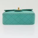 CHANEL Mini Matelasse Flap Chain Shoulder Bag Lamb Skin Light Blue Auth 29527A-6