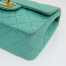 CHANEL Mini Matelasse Flap Chain Shoulder Bag Lamb Skin Light Blue Auth 29527A-15