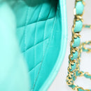 CHANEL Mini Matelasse Flap Chain Shoulder Bag Lamb Skin Light Blue Auth 29527A-19